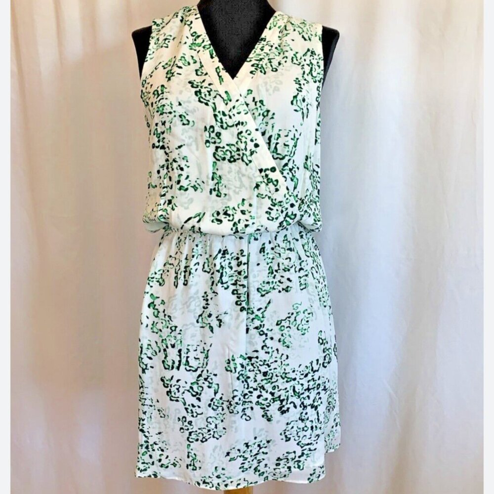 Parker NY Silk Summer Dress with green print in XS